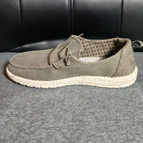 Hey Dude Women's Size 8 Olive Green Canvas Loafers Slip On Shoes - Picture 5 of 9